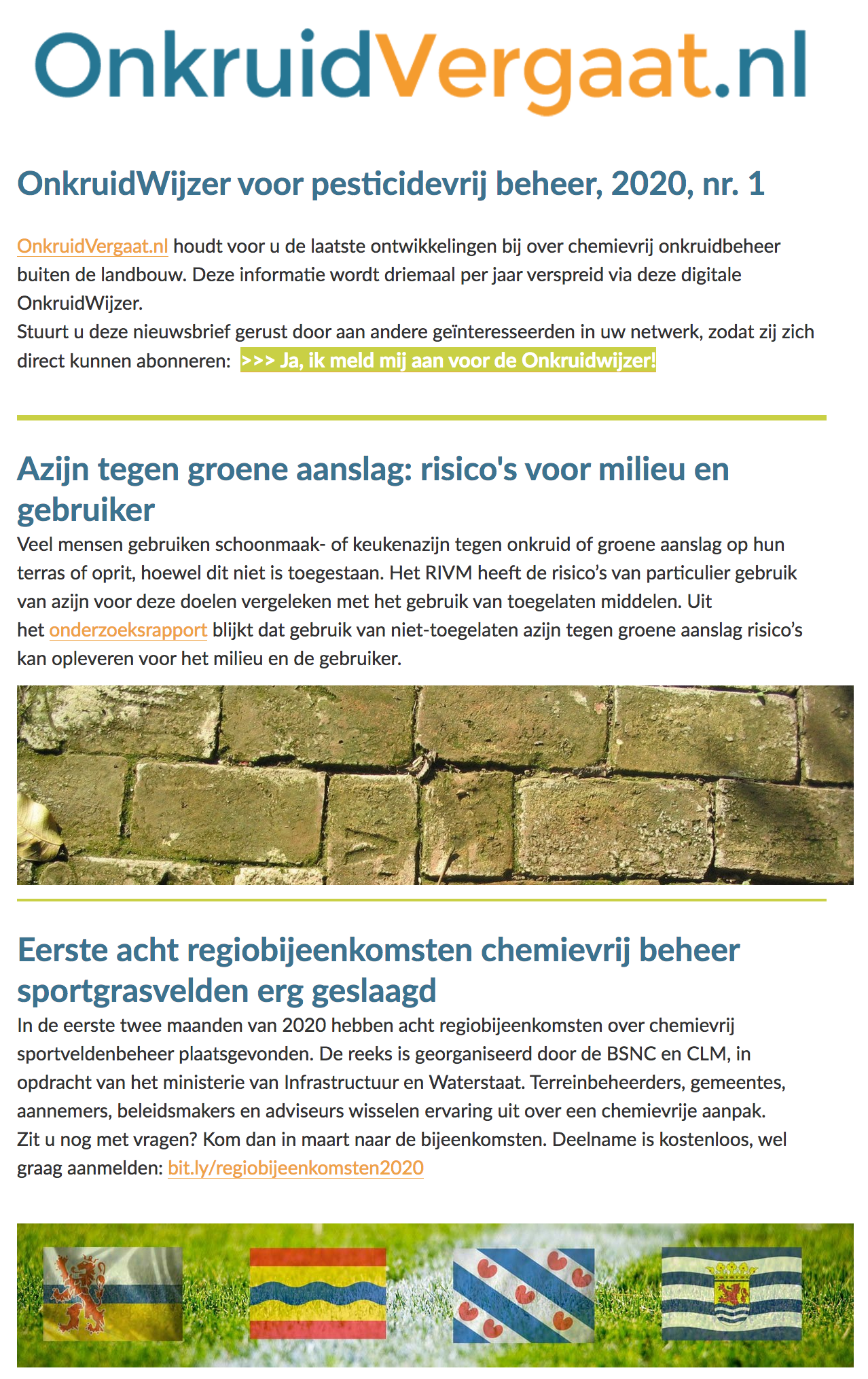 Onkruidwijzer februari 2020. laatste nieuws chemievrij beheer